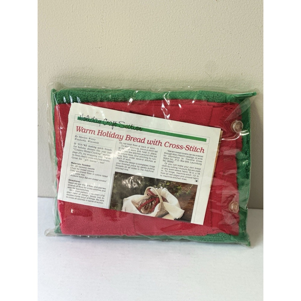 Warm Holiday Bread Cross Stitch Kit Sal-em Cover Vintage Christmas Pattern IMP